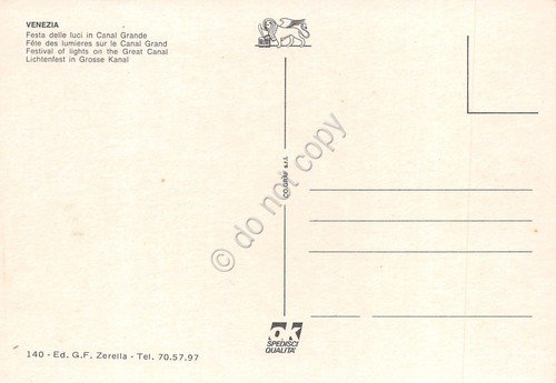 Cartolina Venezia Festa delle Luci a Canal Grande anni '70