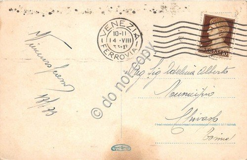 Cartolina Venezia Illustrata Piazzetta S. Marco animata abiti d'epoca 1933 | Immagine Gallery 2