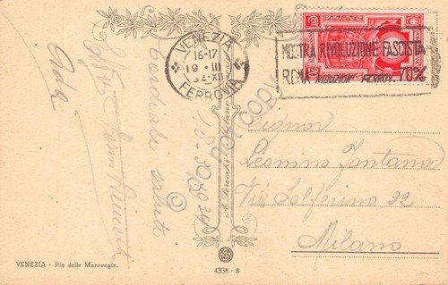 Cartolina Venezia illustrata Rio delle Meravegie 1934 Ed. Scrocchi | Immagine principale