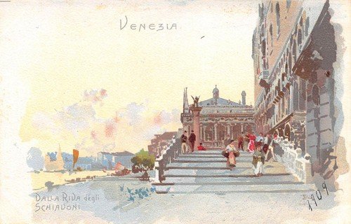 Cartolina Venezia Illustrata Riva degli Schiavoni 1901