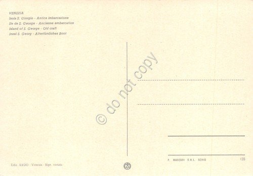 Cartolina Venezia Isola di san Giorgio Antica imbarcazione gondola | Immagine Gallery 2