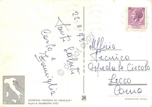 Cartolina Venezia Lido Punta Sabbioni Camping Marina di Venezia Vedutine …