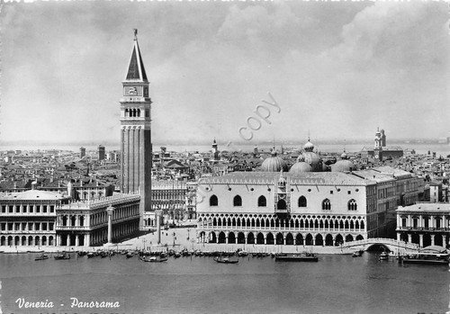 Cartolina Venezia Panorama Timbro targhetta Stresa 1953