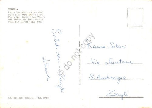 Cartolina Venezia Piazza San Marco dall'alto con acqua alta animata