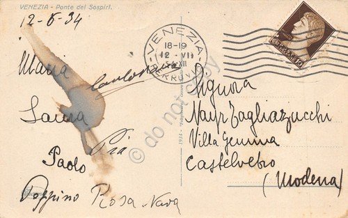 Cartolina Venezia Ponte dei Sospiri 1934 gondole | Immagine Gallery 2