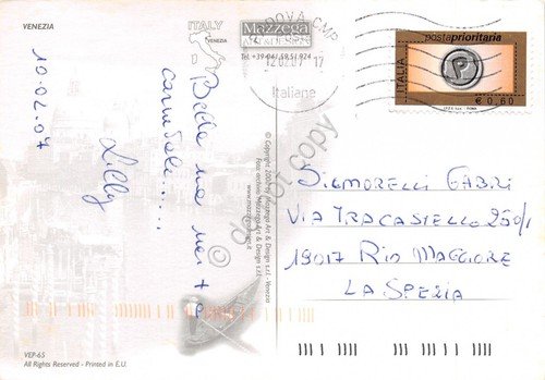 Cartolina Venezia Rio con barche 2007