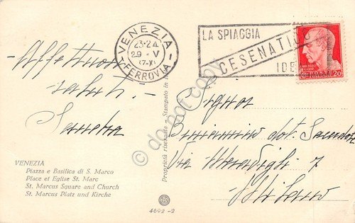 Cartolina Venezia S. Marco fotografica timbro a targhetta Cesenatico | Immagine Gallery 2
