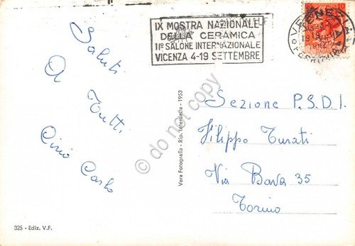 Cartolina Venezia Vedute Timbro a targhetta 11°Mostra ceramica Vicenza | Immagine principale