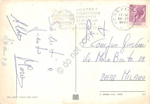 Cartolina Venezia vedute Timbro a targhetta convegno numismatica Venezia 1972 | Immagine principale