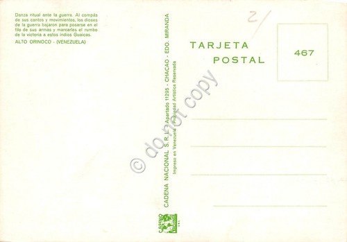 Cartolina Venezuela Alto Orinoco Danza Ritual ante la guerra