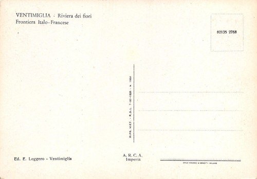 Cartolina Ventimiglia Frontiera Italo Francese Panorama