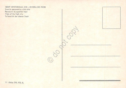 Cartolina Ventimiglia panorama parziale città alta case fiume anni '70