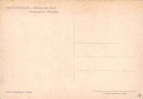 Cartolina Ventimiglia Passeggiata Oberdan (Imperia)