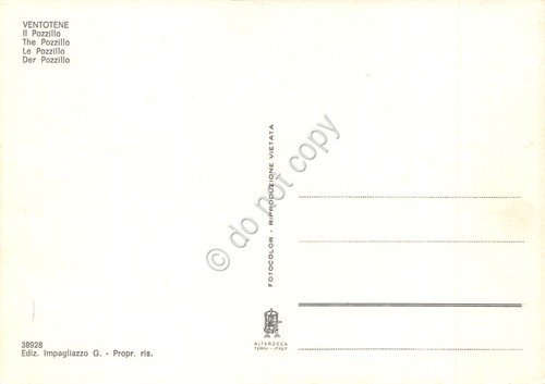 Cartolina Ventotene il Pozzillo spiaggia case anni '80