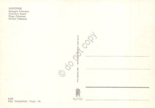 Cartolina Ventotene spiaggia Calanave animata anni ''80