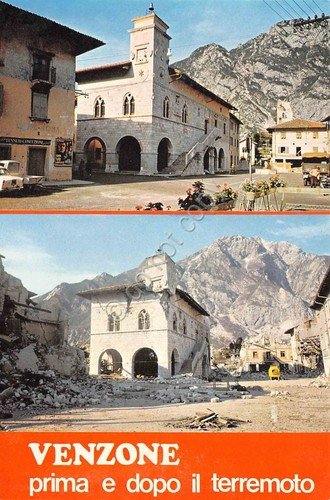 Cartolina Venzone prima e dopo il terremoto | Immagine principale
