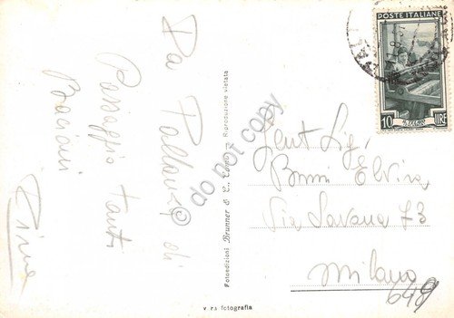 Cartolina Verbania Pallanza Lago e Hotel Bellevue 1951