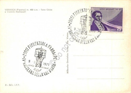 Cartolina Vernasca Torre Civica Oratorio timbro filatelico 1971