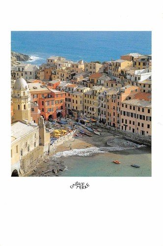 Cartolina Vernazza panorama dall'alto della spiaggia