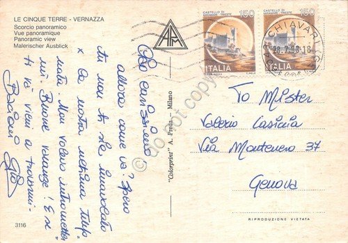 Cartolina Vernazza panorama parziale del porto dall'alto 1983 (La Spezia) | Immagine Gallery 2