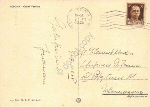 Cartolina Verona Castel Vecchio 1942