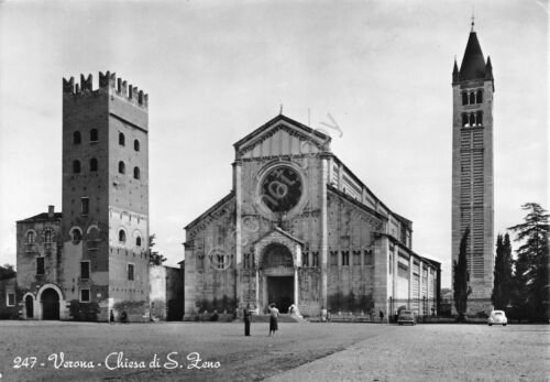 Cartolina Verona Chiesa di San Zeno animata Timbro PT 1962