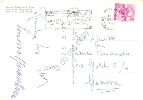 Cartolina Verona Chiesa di San Zeno animata Timbro PT 1962