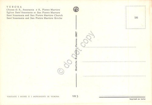 Cartolina Verona Chiesa S. Anastasia e S. Pietro Martire auto …