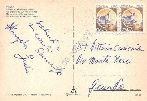 Cartolina Verona i luoghi di Giulietta e Romeo vedute varie …