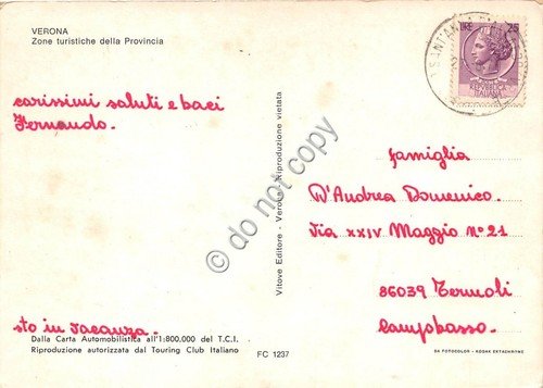 Cartolina Verona Mappa e località turistiche