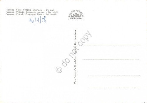 Cartolina Verona Piazza V. Emanuele Notturno 1958 | Immagine Gallery 2