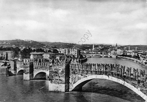 Cartolina Verona Ponte Scaligero 1954