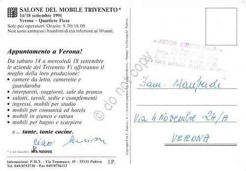 Cartolina Verona Salone del Mobile Triveneto Illustrata Saint Pierre 1991 | Immagine Gallery 2
