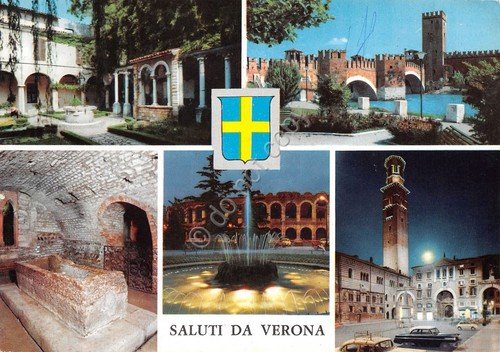 Cartolina Verona vedute varie stemma 1964 | Immagine principale