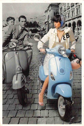Cartolina Vespa Piaggio ieri e oggi