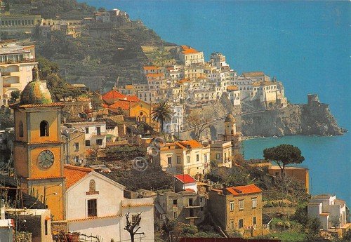 Cartolina Vettica Minore Panorama verso Amalfi Chiesa San Michele case … | Immagine principale