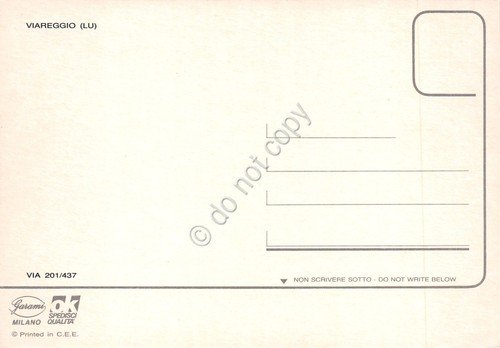 Cartolina Viareggio case strada auto giardini anni '80