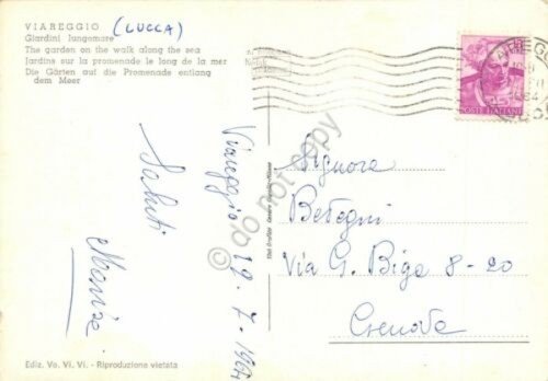 Cartolina Viareggio giardini lungomare auto d'epoca 1964 | Immagine Gallery 2