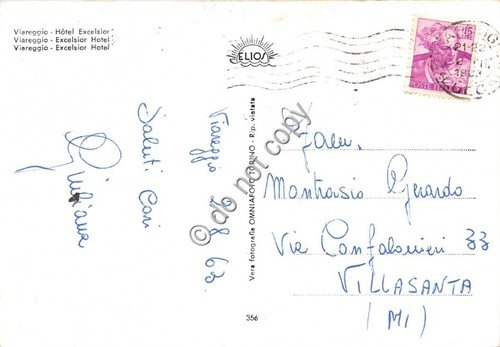 Cartolina Viareggio Hotel Excelsior 1963 (Lucca)