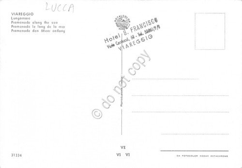 Cartolina Viareggio Lungomare lato edifici timbro Hotel S. Francisco | Immagine Gallery 2