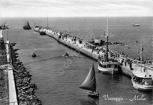 Cartolina Viareggio Molo Barche 1956 | Immagine principale