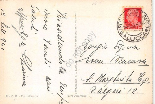 Cartolina Viareggio Stabilimento Principe di Savoia auto d'epoca notturno 1941 | Immagine Gallery 2