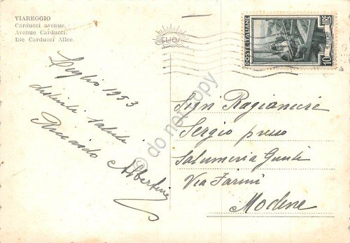 Cartolina Viareggio Viale Carducci animata 1953 grinza (Lucca) | Immagine Gallery 2