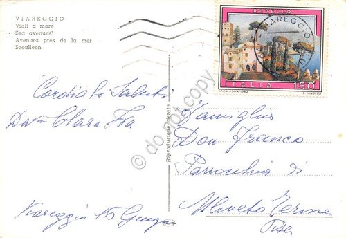 Cartolina Viareggio Viali a mare Alberghi Stabilimenti auto CARPANO anni …