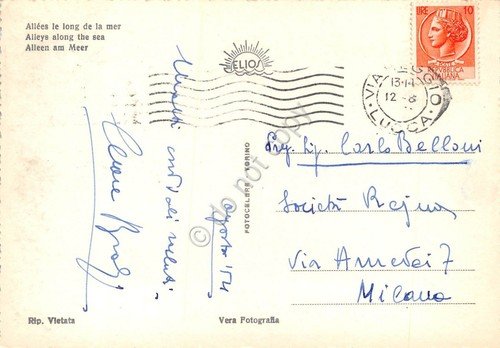 Cartolina Viareggio Viali Lungomare 1954 (Lucca) | Immagine Gallery 2