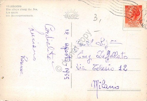 Cartolina Viareggio Viali Lungomare auto d'epoca 1955 | Immagine Gallery 2