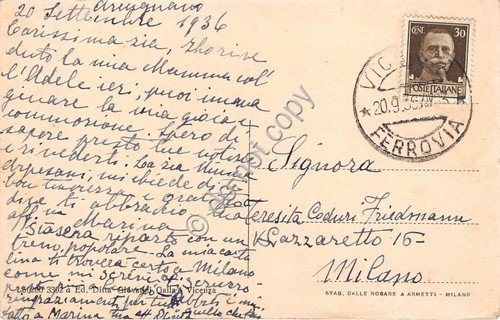 Cartolina Vicenza Arco di Trionfo detto delle Scalette 1936