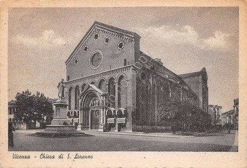 Cartolina Vicenza Chiesa San Lorenzo 1954