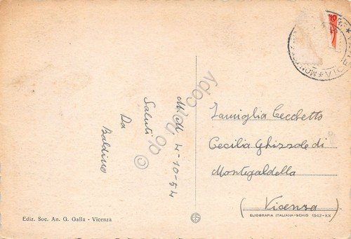 Cartolina Vicenza Chiesa San Lorenzo 1954