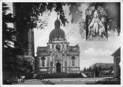 Cartolina Vicenza Madonna e Santuario di Monte Berico 1943